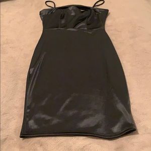 Silky black mini dress